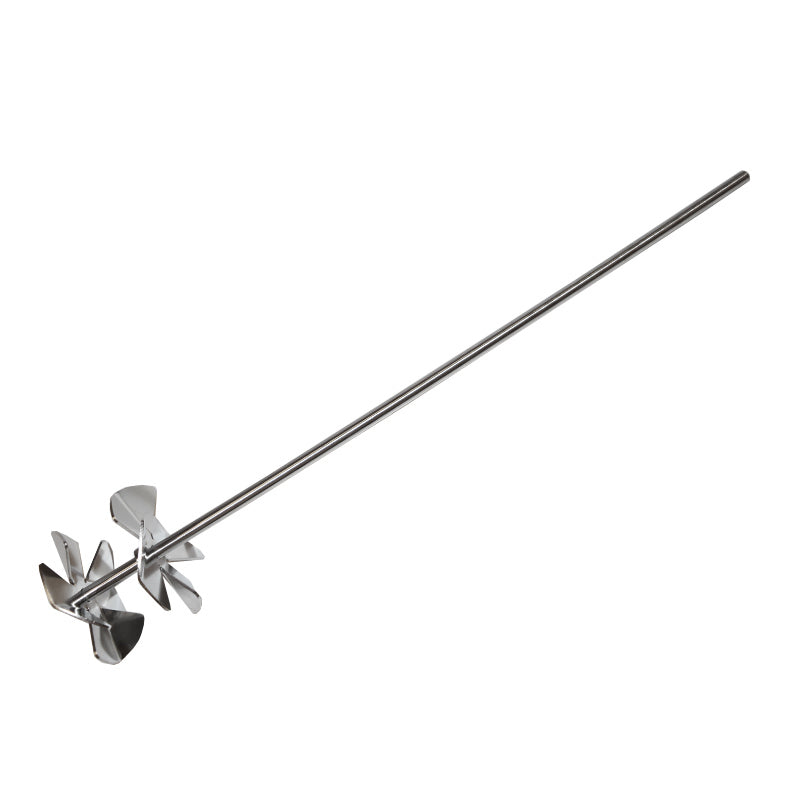 Honey stirrer with stirring propeller and two fixed, counter-rotating stirring blades