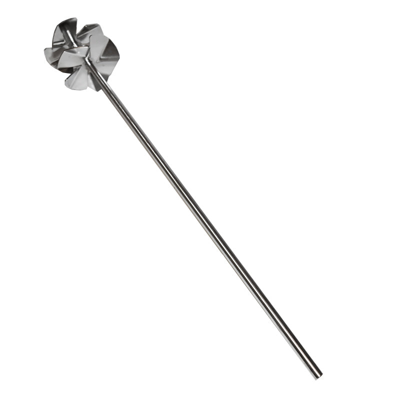 Honey stirrer with stirring propeller and two fixed, counter-rotating stirring blades
