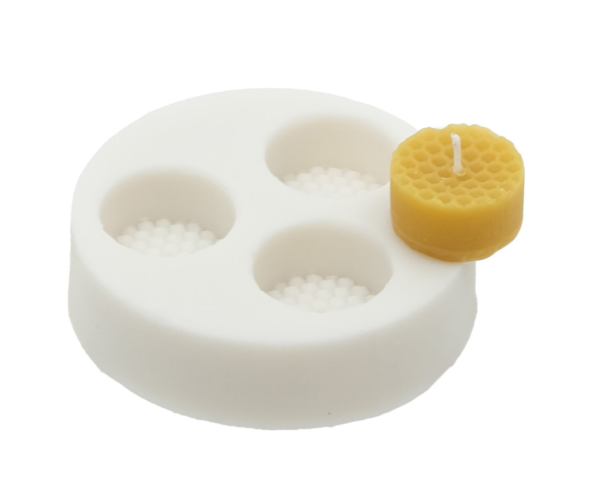 Silikon Gießform 3er Teelicht mit Wabenmuster