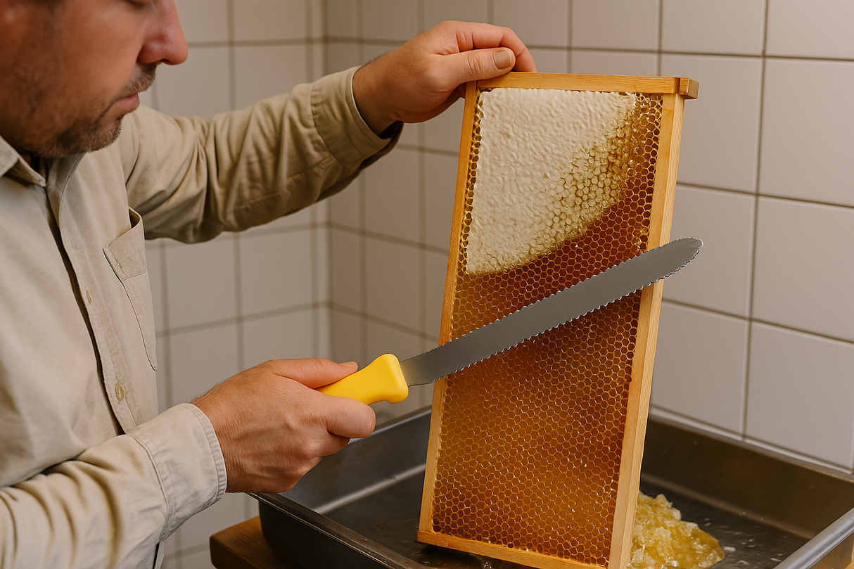 Uncapping knife, serrated edge, 27 cm blade, honeycomb uncapping