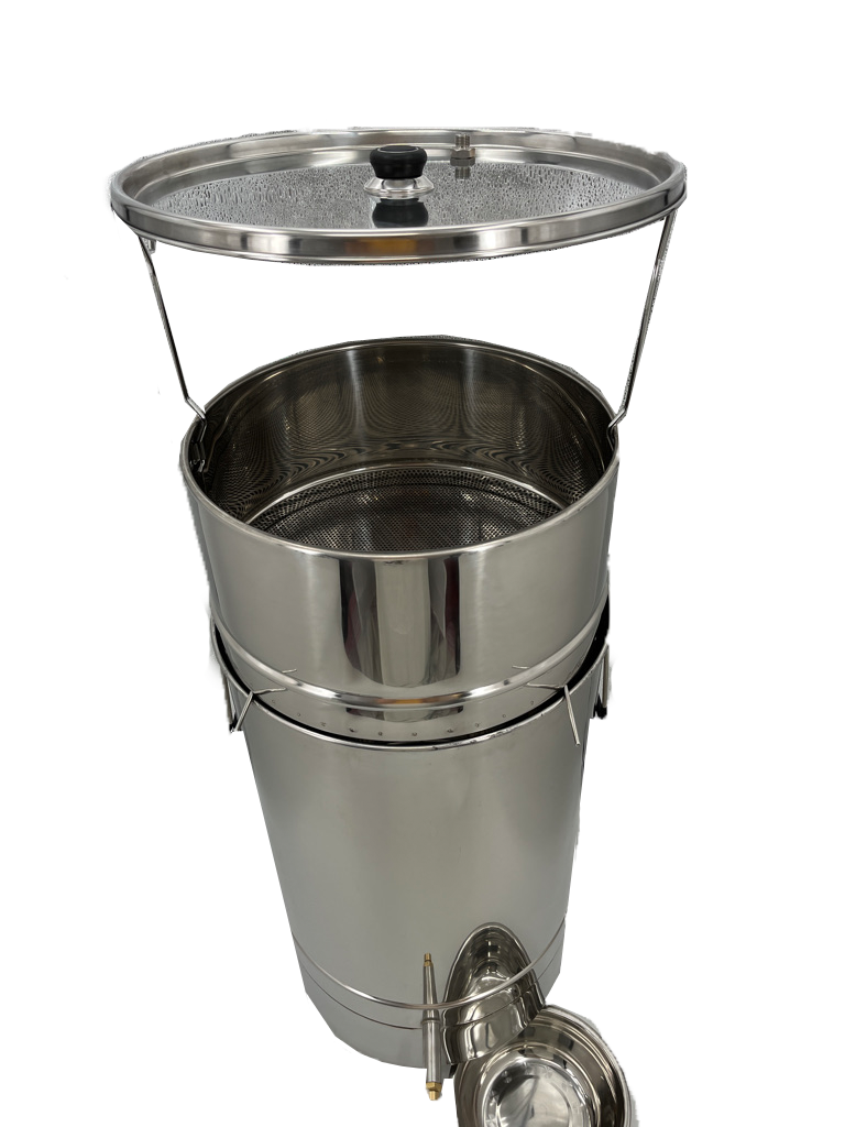 Round stainless steel steam wax melter, 45cm diameter, for up to 12 honeycombs