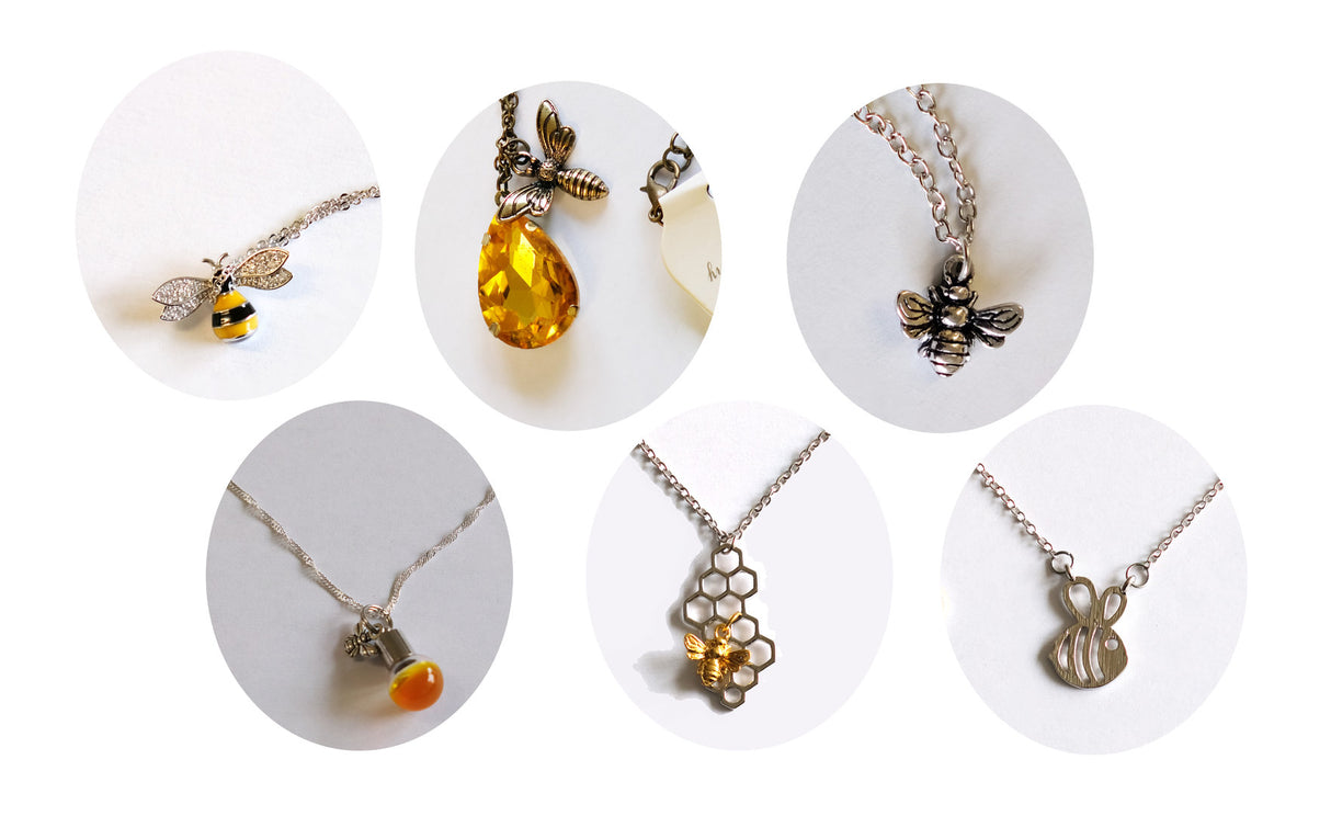 Necklaces, various designs, fashion jewelry, bee design