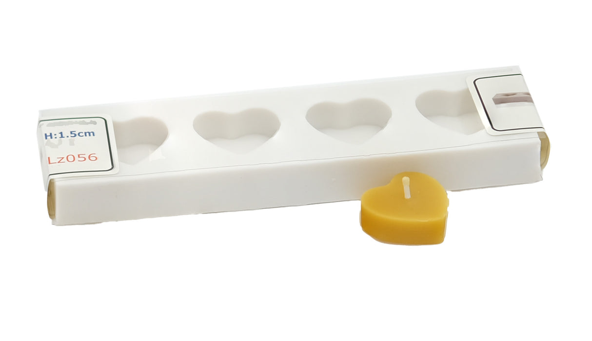 Teelicht Gießform Herzchen Teelichter 4er aus Silikon für Bienenwachs und Kerzenwachs LZ056