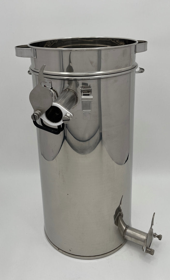 Honingsbottelaar 2e knijpkraan Lunzer conische zeef RVS filteremmer 50 kg