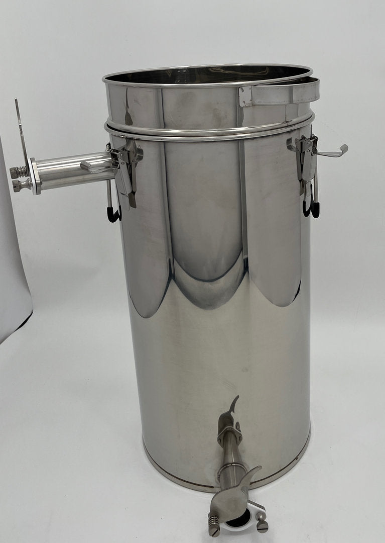 Honingsbottelaar 2e knijpkraan Lunzer conische zeef RVS filteremmer 50 kg