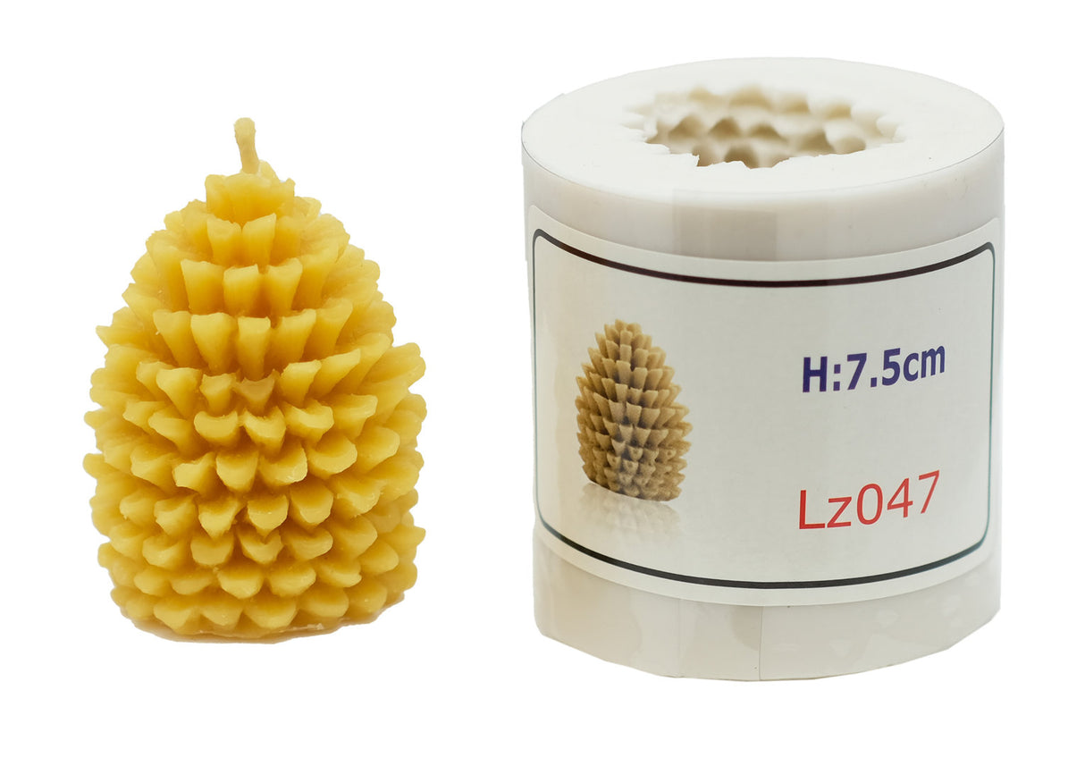 Silicone candle mold for beeswax and candle wax Lz047 Pine Cone
