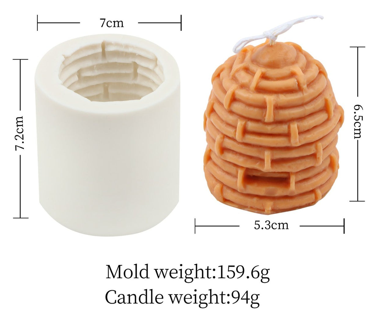 Silicone candle mold for beeswax and candle wax LZ013 Beehive Medium
