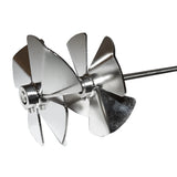 Honey stirrer with stirring propeller and two fixed, counter-rotating stirring blades