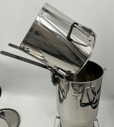 Adjustable bucket holder for all stainless steel bottling buckets, honey buckets, and pails