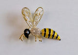 Large bee brooch with stars, fashion jewelry in a bee design