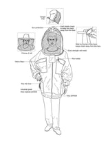 Imkeranzug Elegant Bee Overall Schutzanzug Bienen Belüftet Netzgewebe Weiss