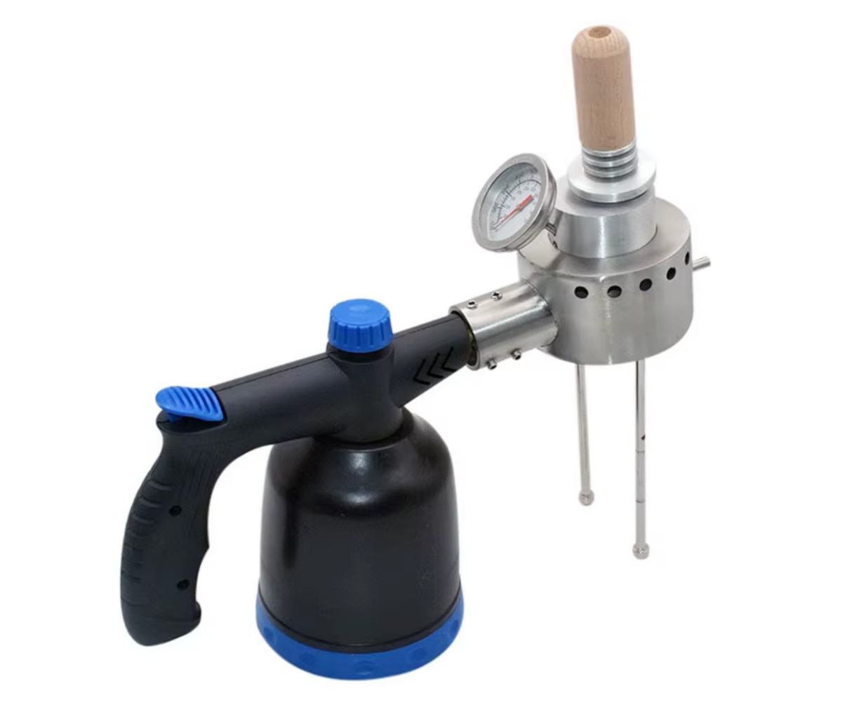 Oxaalzuur verdamper sublimator met gasbrander en thermometer Varroa Varrox Sublimox