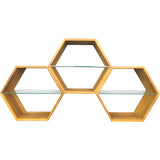 Honey wall display case, small, honeycomb-shaped, wooden shelf, honeycomb look