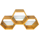 Honey wall display case, small, honeycomb-shaped, wooden shelf, honeycomb look