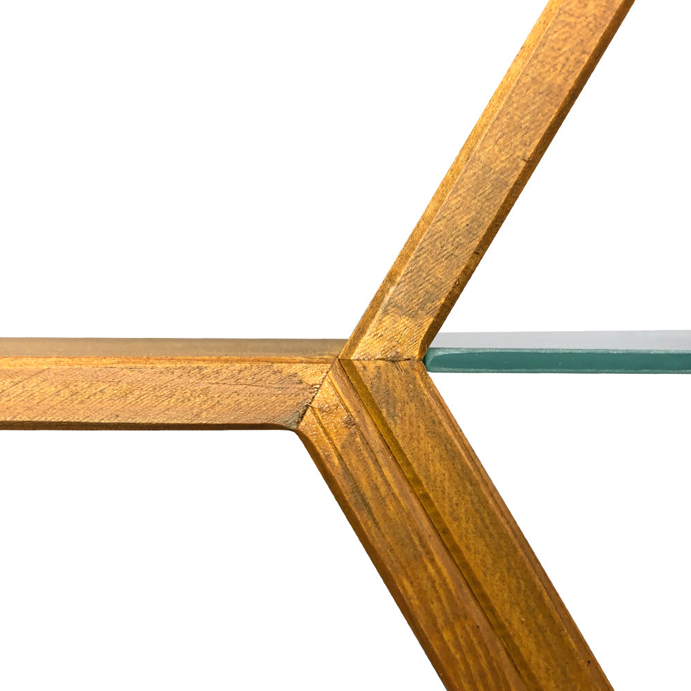 Honey wall display case, small, honeycomb-shaped, wooden shelf, honeycomb look