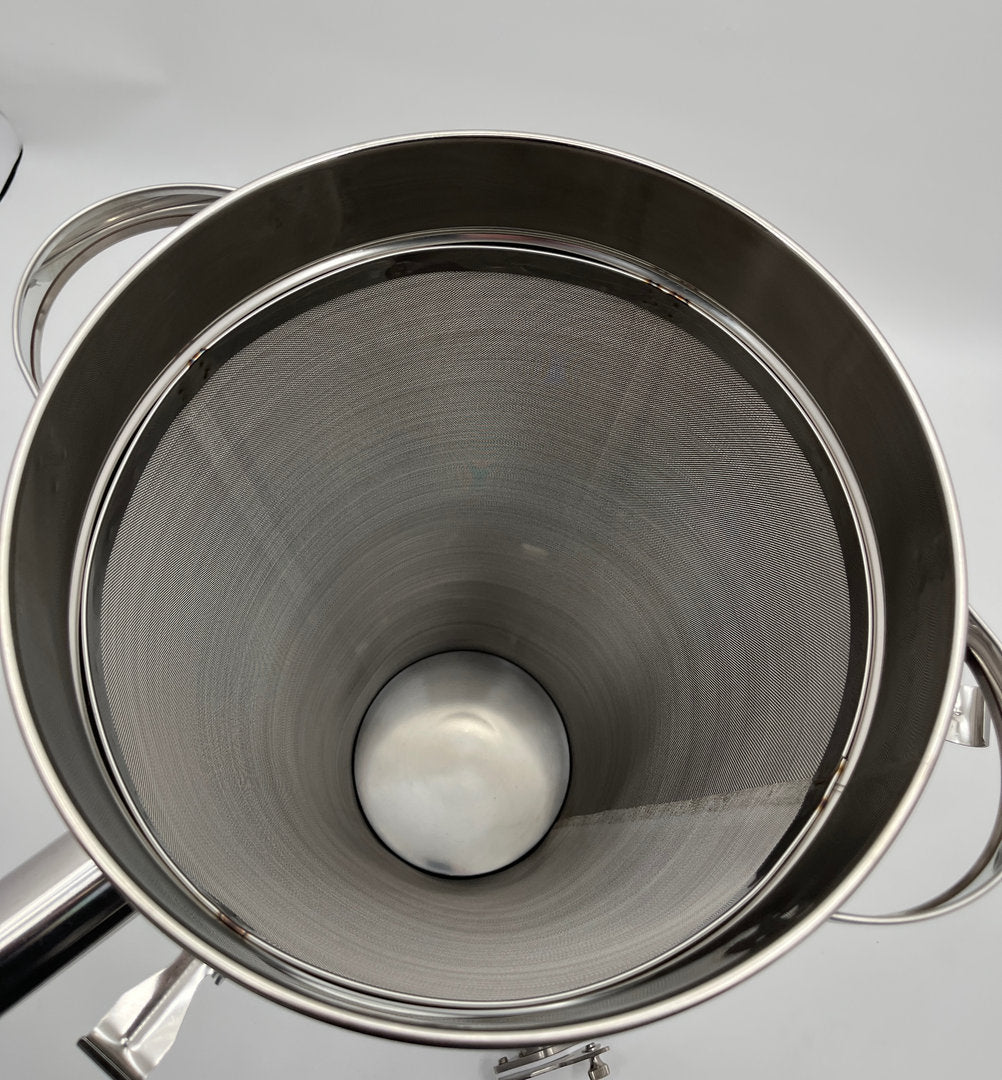 Honigabfüller 2. Quetschhahn Lunzer Kegelsieb Edelstahl Filterkübel 50Kg