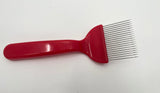 Uncapping fork, red, straight needles for uncovering honeycombs