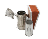 Smoker with inner cup, small, with leather bellows and heat protection, bee smoker, beekeeper's pipe