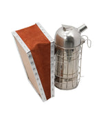 Smoker with inner cup, small, with leather bellows and heat protection, bee smoker, beekeeper's pipe