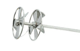 Stirring propeller with bucket guard ring with 2 adjustable counter-rotating stirring blades