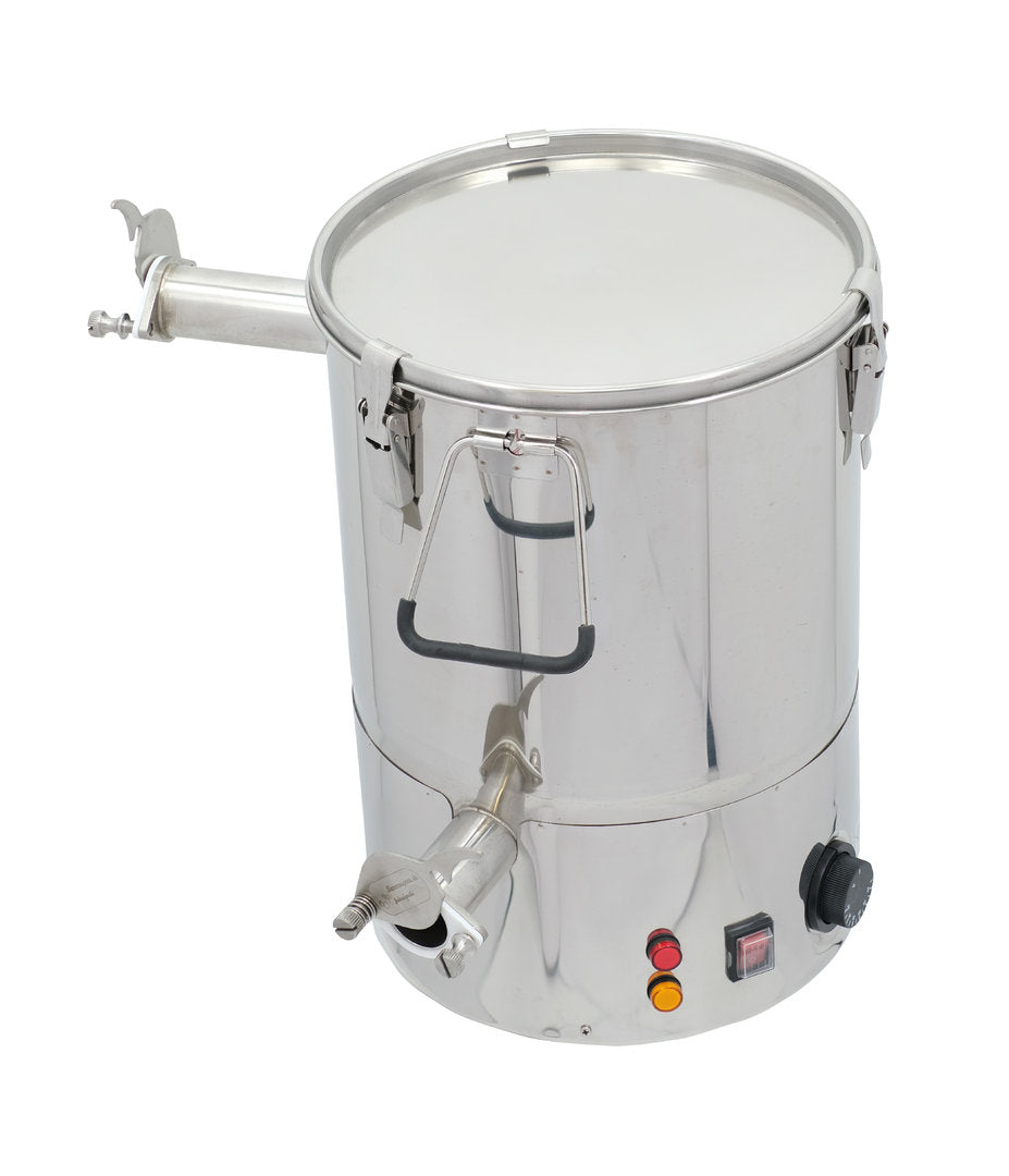 Bienenwagner Schrägboden Siebkübel 25 kg aus Edelstahl mit Heizung 2 Hahn Abfüller Honig