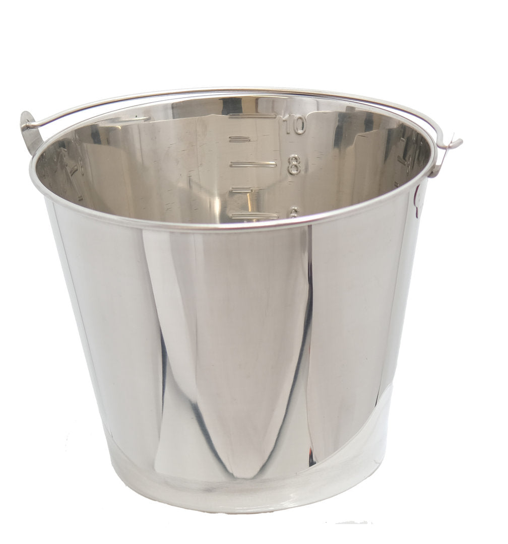 Wax and honey bucket 10 liter stainless steel with Henkell wax melting pot conical