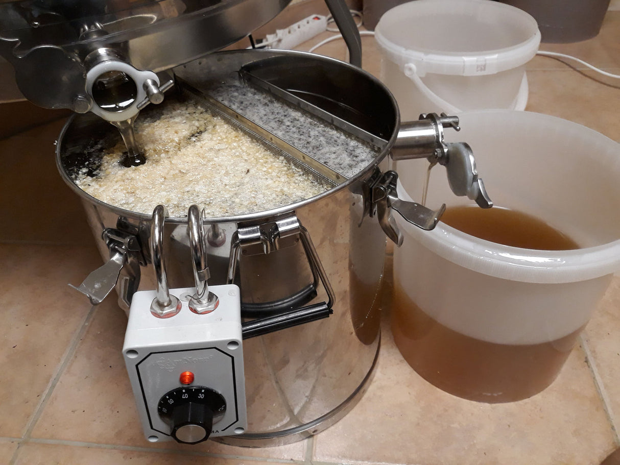 Abfüll und Siebkübel 25kg aus Edelstahl Abfüllkübel und Siebkübel Filterkübel mit Sieben